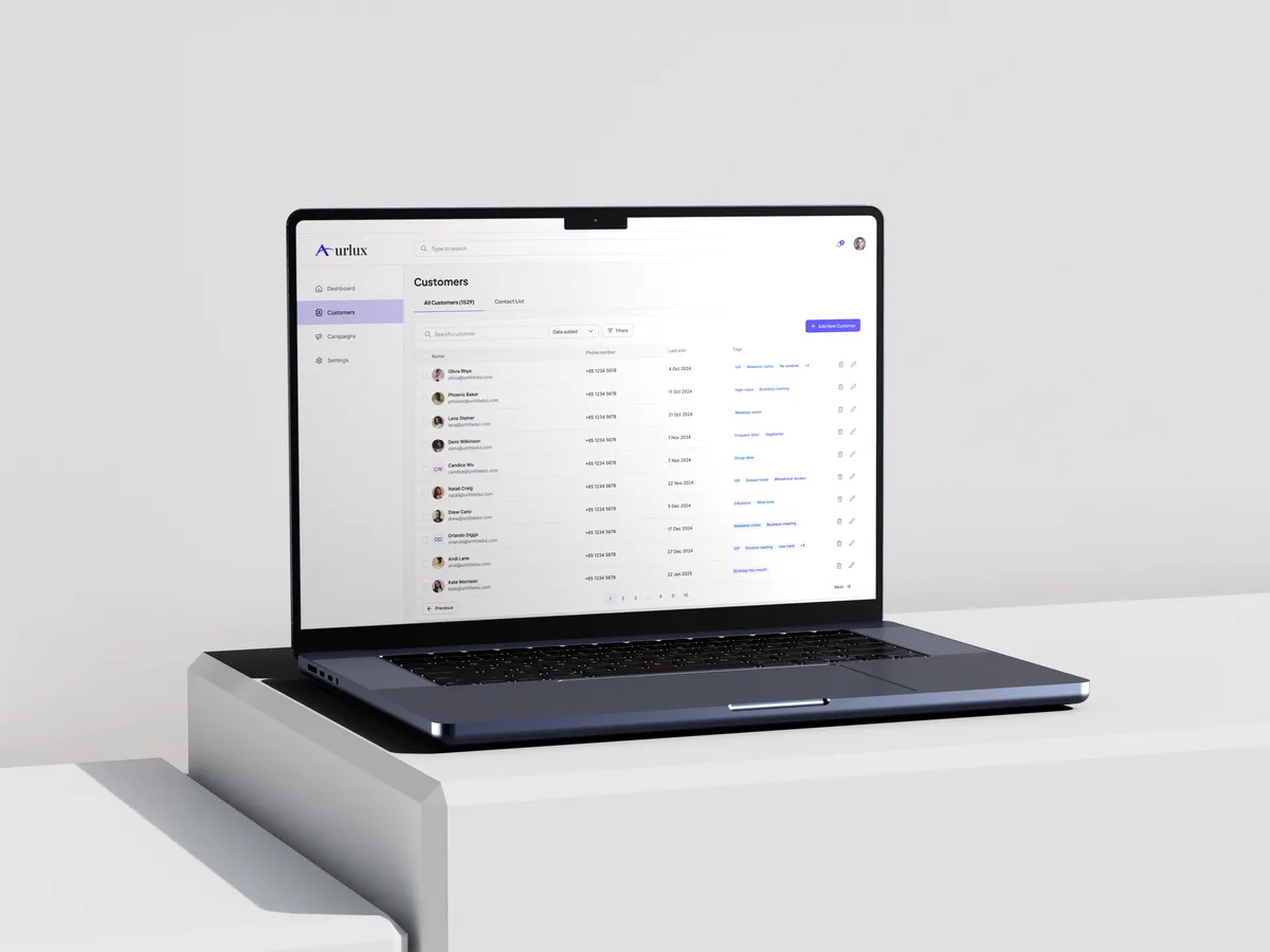 Laptop displaying the CRM customer management dashboard